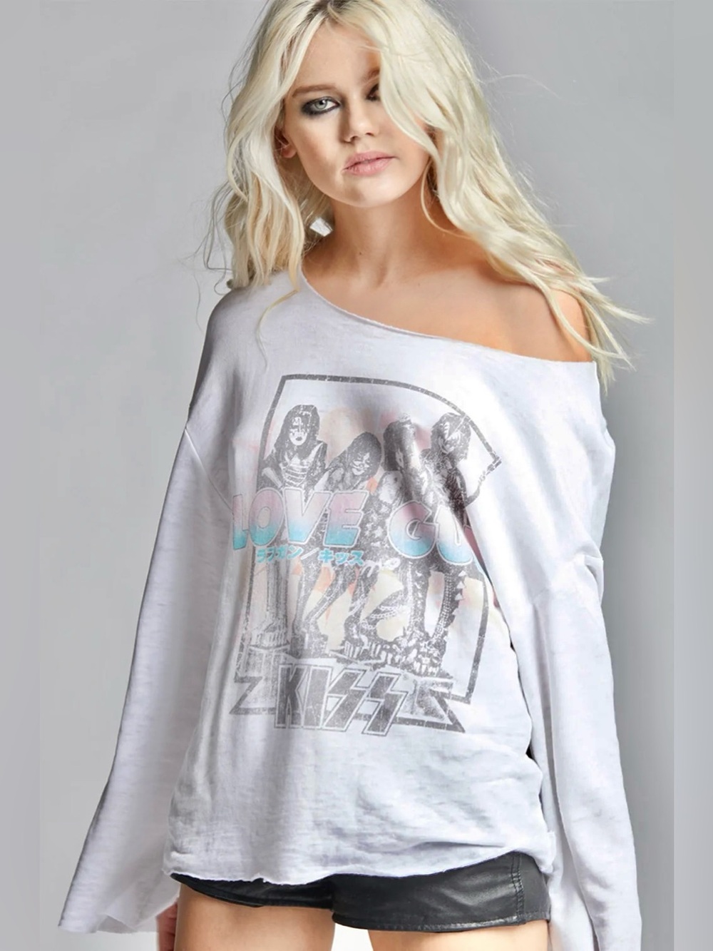 KISS 1977 Love Gun Bell Sleeve Lightweight Sweatshirt RECYCLED KARMA